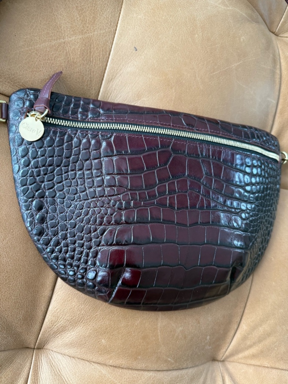 Clare V. Grande Fanny- Bordeaux Autumn Croco